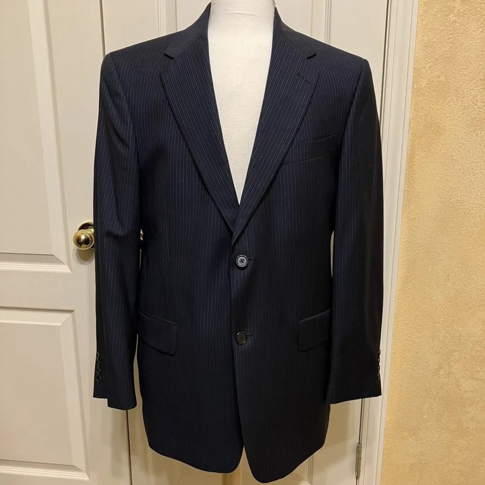 DANIEL CREMIEUX Blazer SUIT JACKET Loro Piana BLUE Pinstripe - Sz 40 R Excellent - Picture 2 of 14